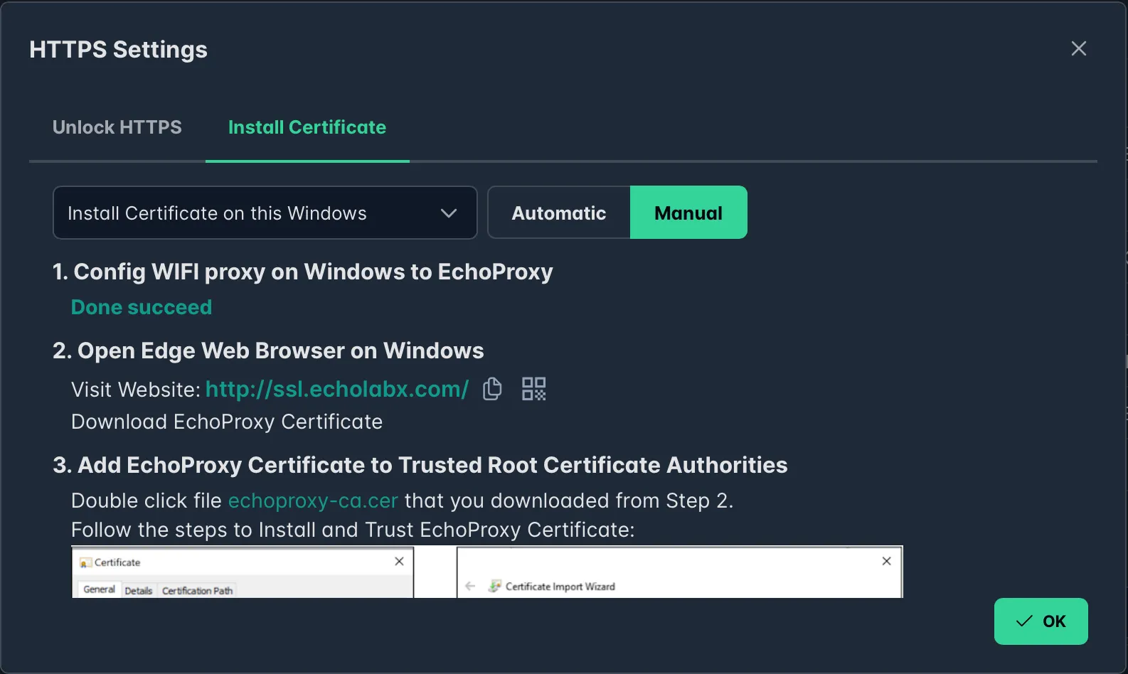 Manual Install Certificate